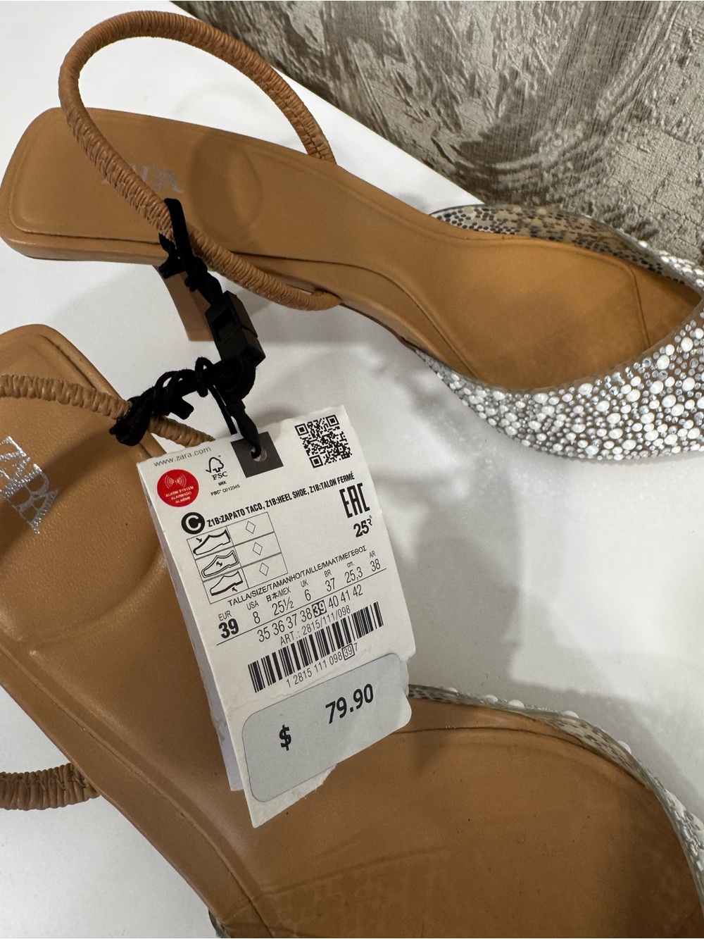 Zara NWT Embellished Jeweled heels size 8 - Picture 5 of 5